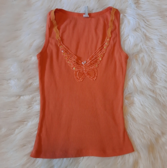 VINTAGE Sequin Butterfly Muscle Shirt - Picture 3 of 7